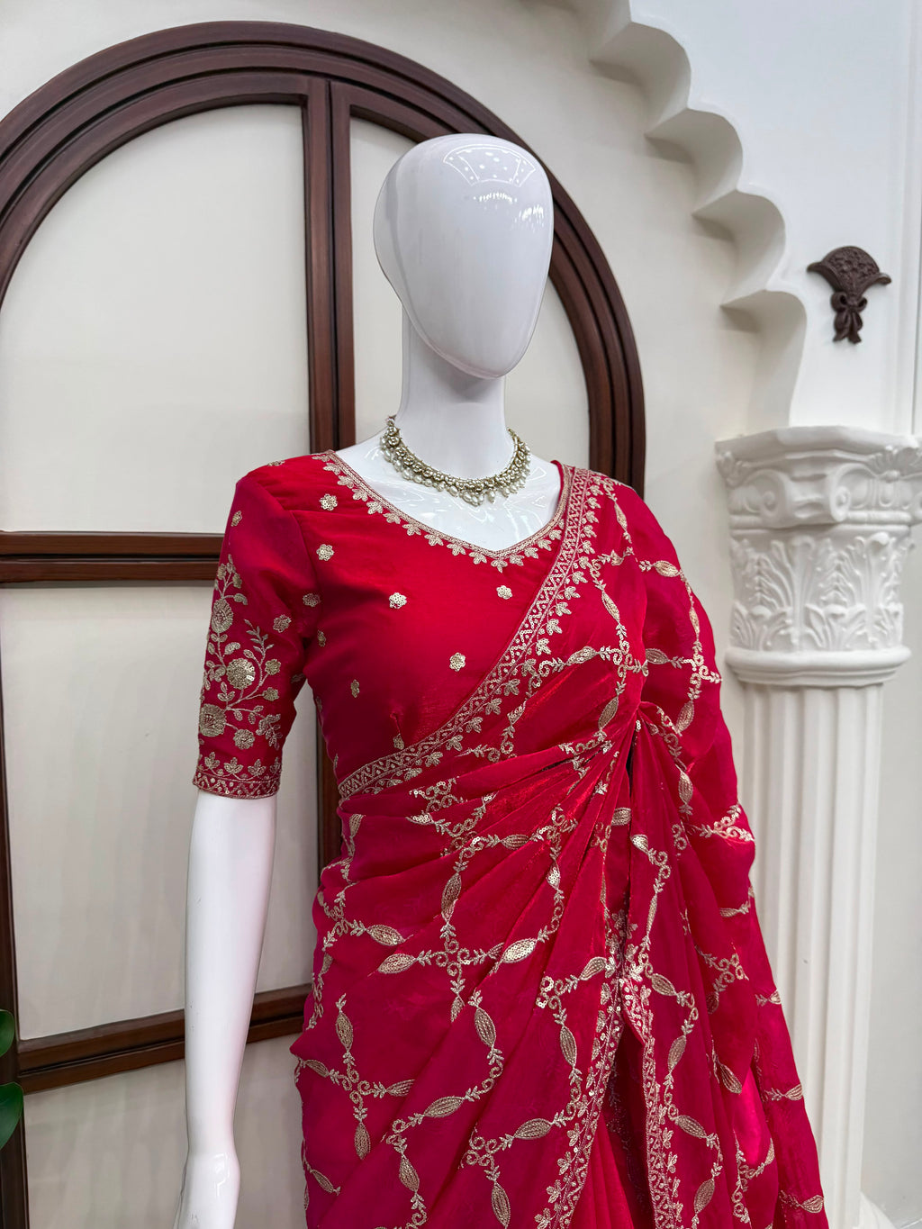 Fendy Silk Designer Saree with Elegant Thread & Sequin Work