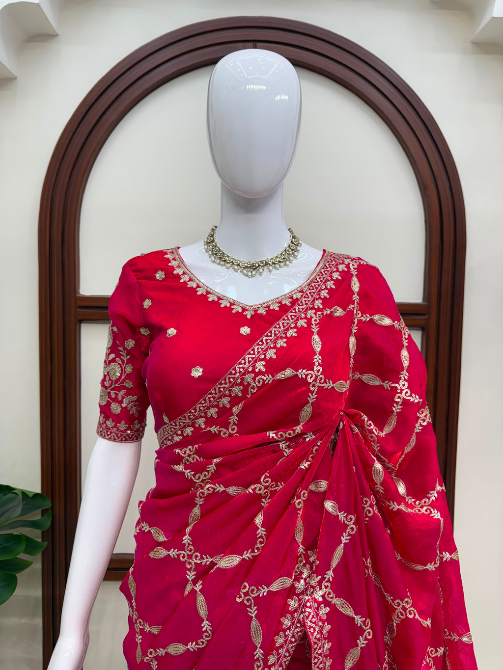 Fendy Silk Designer Saree with Elegant Thread & Sequin Work