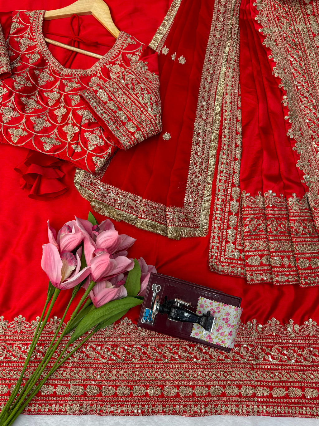 Japan Satin Designer Saree with Coding Embroidery & Tabby Silk Dupatta