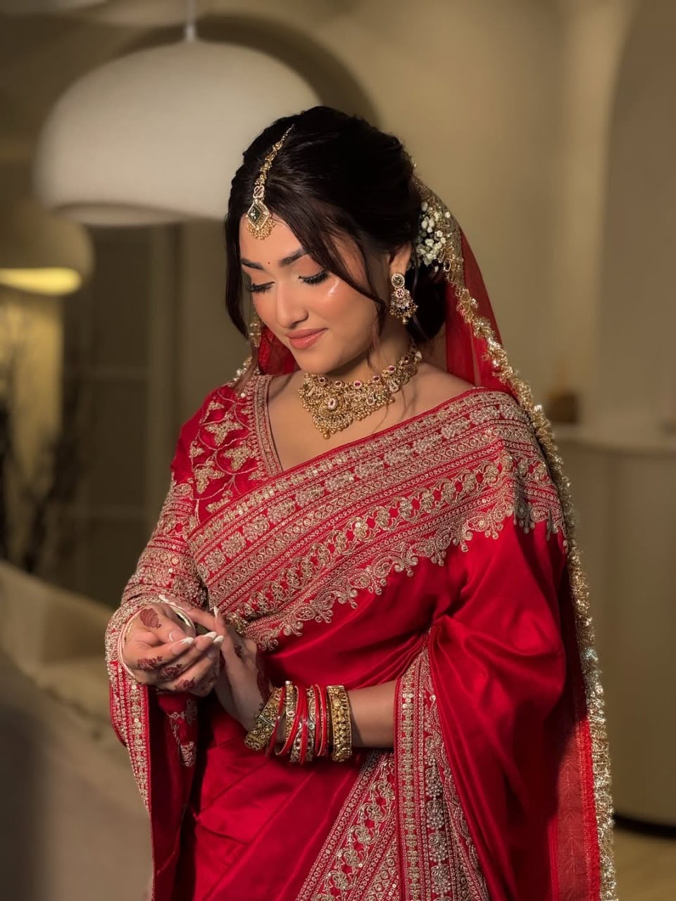 Japan Satin Designer Saree with Coding Embroidery & Tabby Silk Dupatta