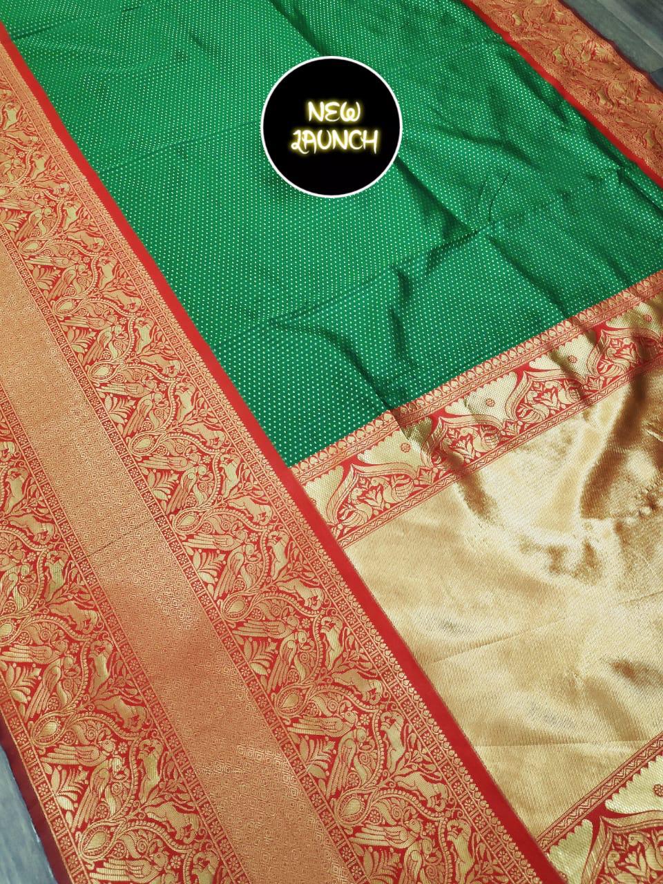 Soft Lichi Silk Jacquard Work Saree with Rich Pallu and Exclusive Blouse Border