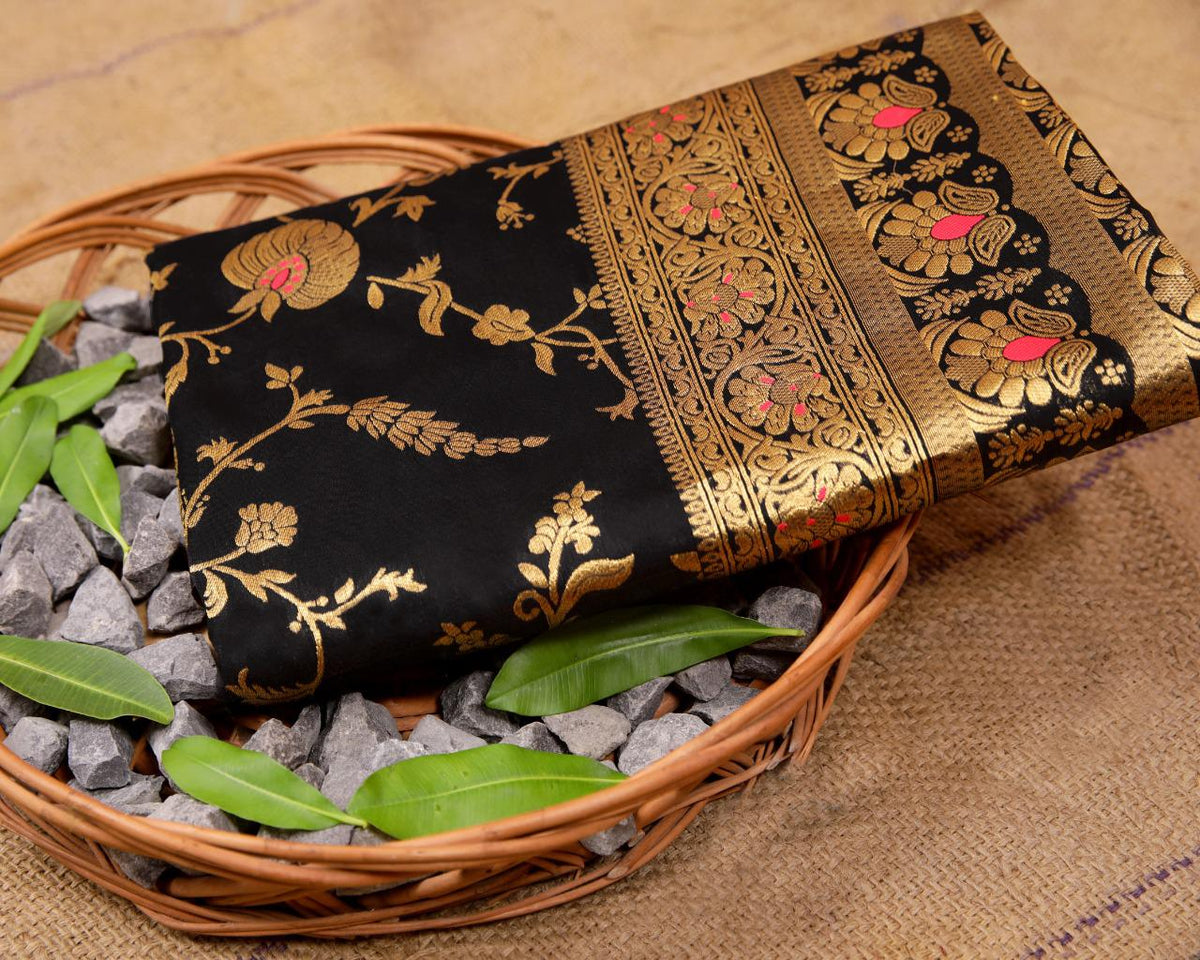 Premium Lichi Silk Saree with Original Gold Zari & Jacquard Work