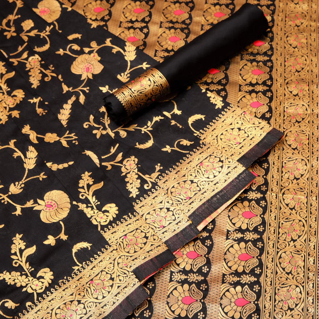Premium Lichi Silk Saree with Original Gold Zari & Jacquard Work