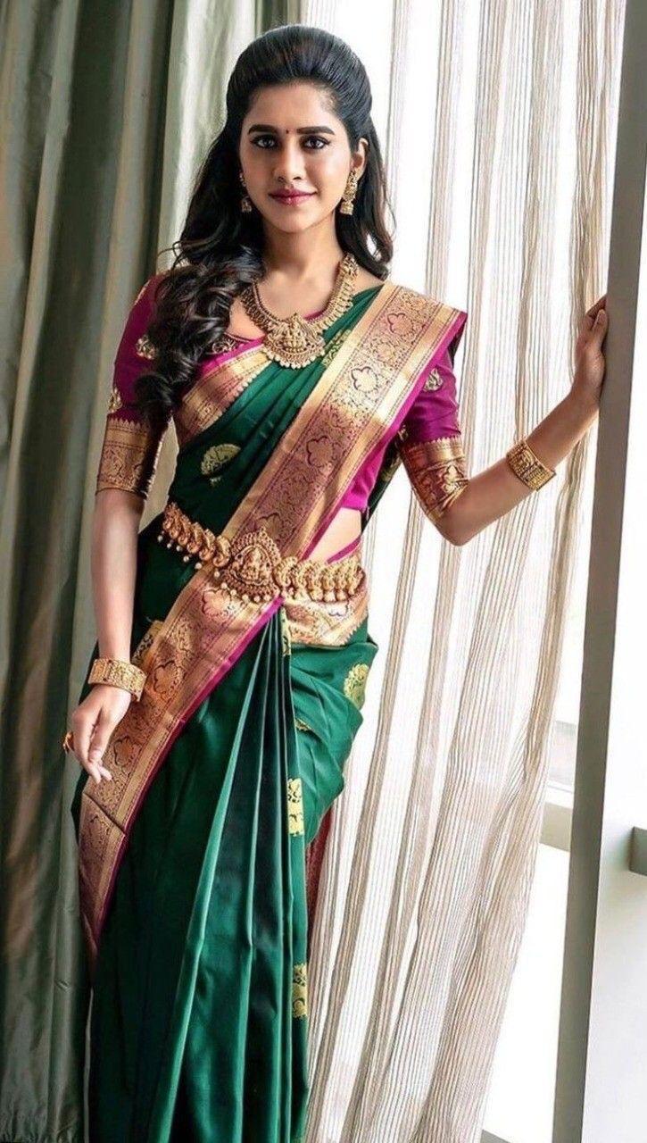 Lichi Silk Saree with Rich Pallu & Exclusive Jacquard Work