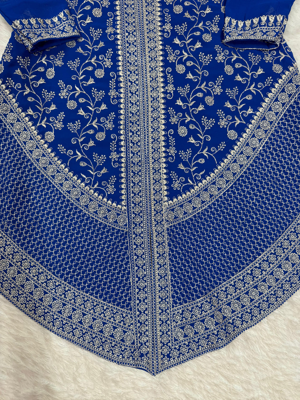 Faux Georgette Top with Shaded Chinon Palazzo & Embroidered Dupatta
