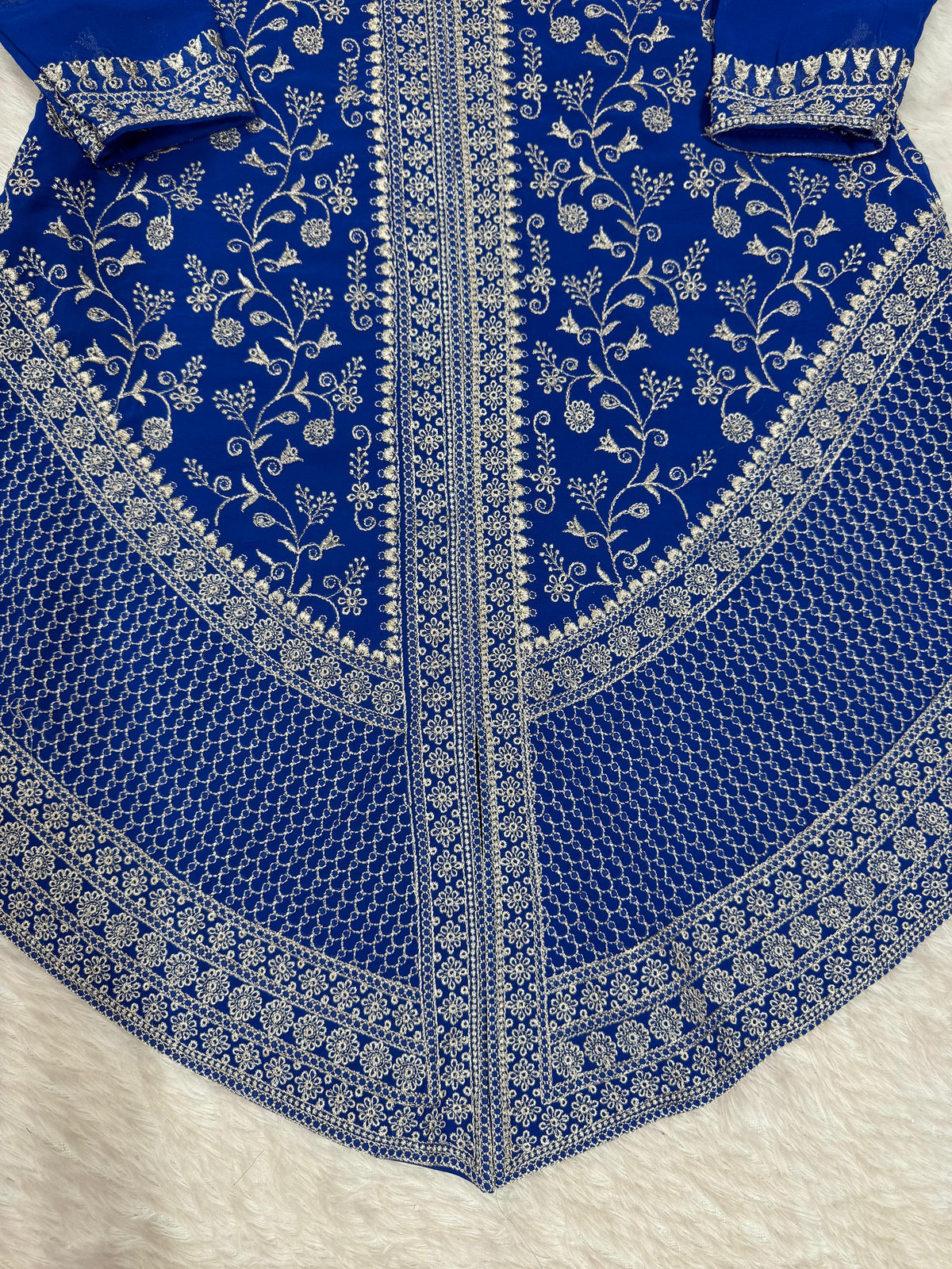 Faux Georgette Top with Shaded Chinon Palazzo & Embroidered Dupatta