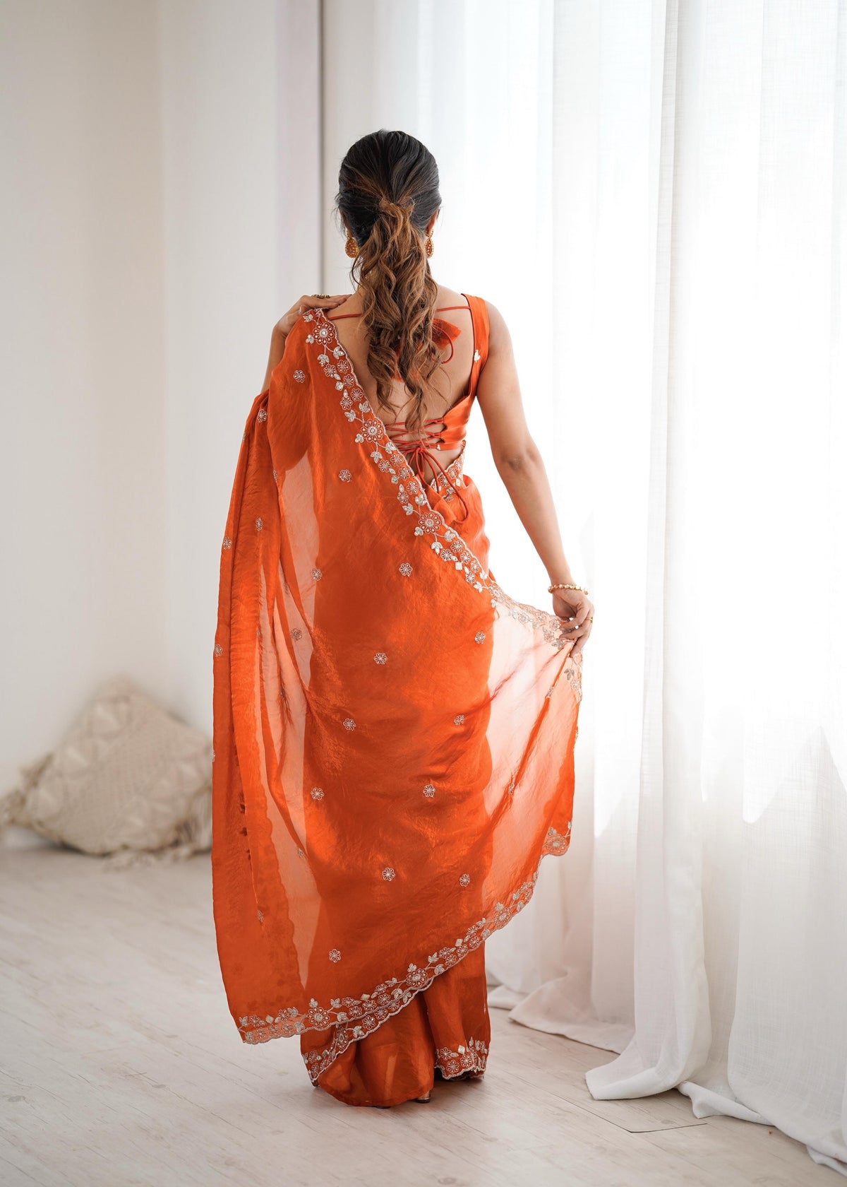 Heavy Fendy Silk Designer Saree with Elegant Sequin & Thread Detailing