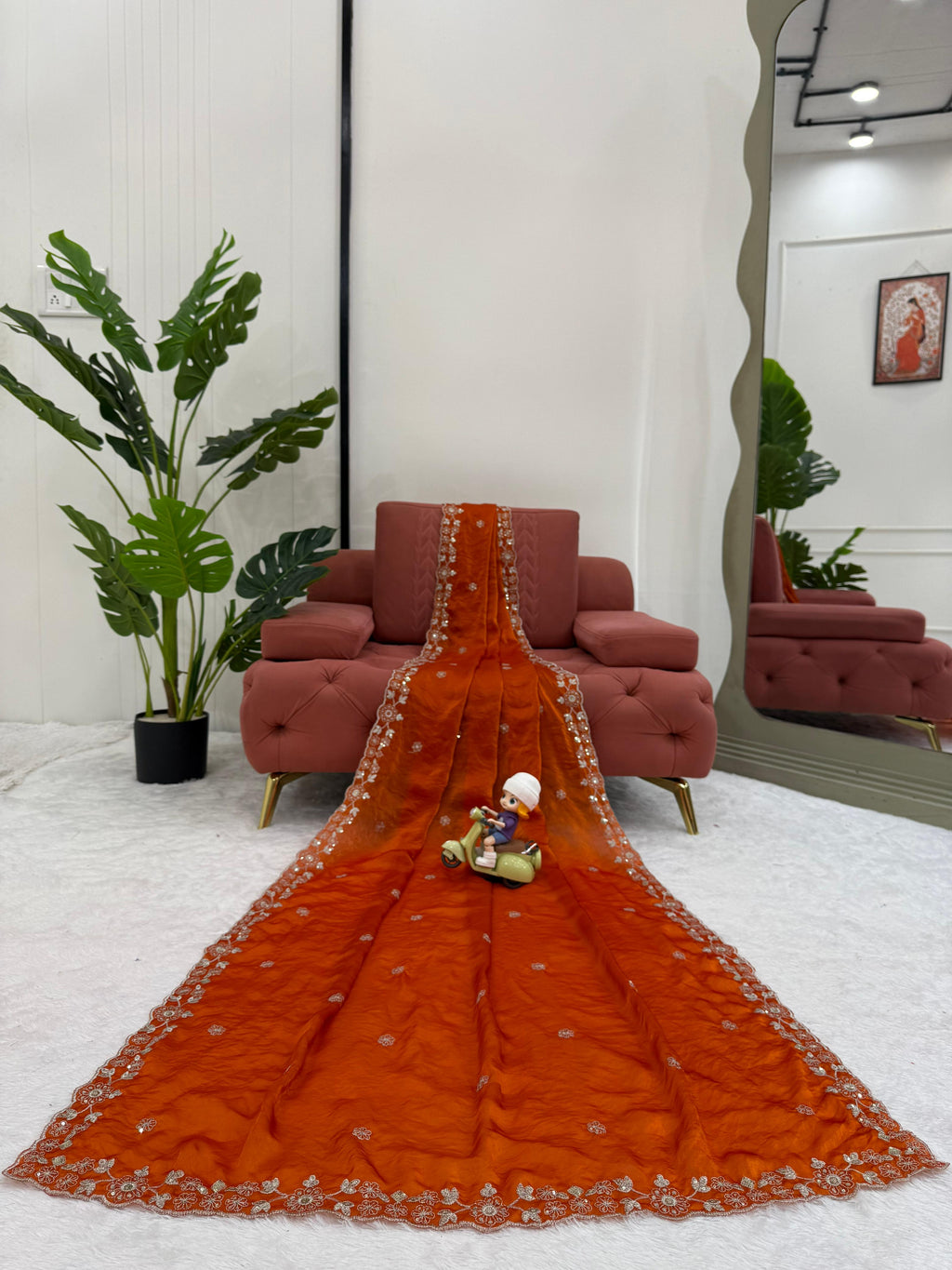 Heavy Fendy Silk Designer Saree with Elegant Sequin & Thread Detailing
