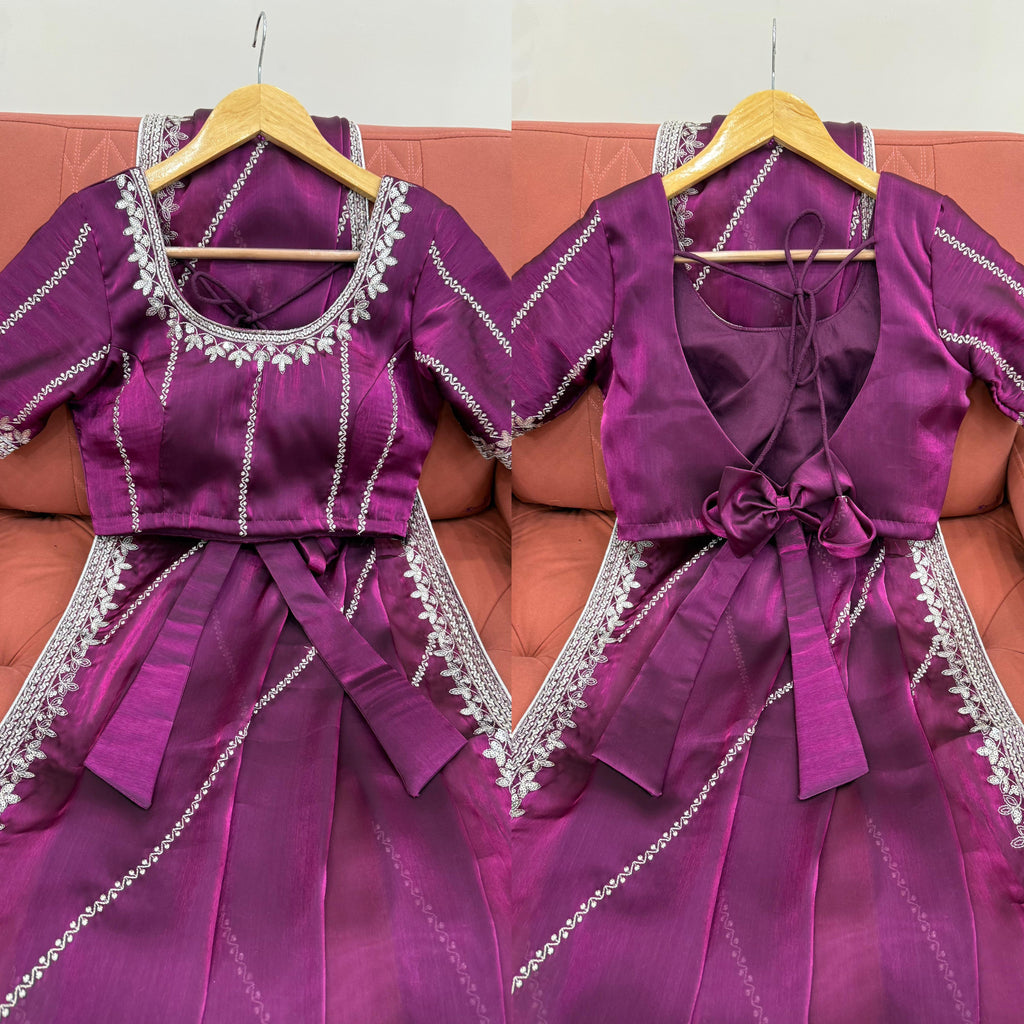 Heavy JMC Silk Saree with Thread, Sequin & Piping Embroidery
