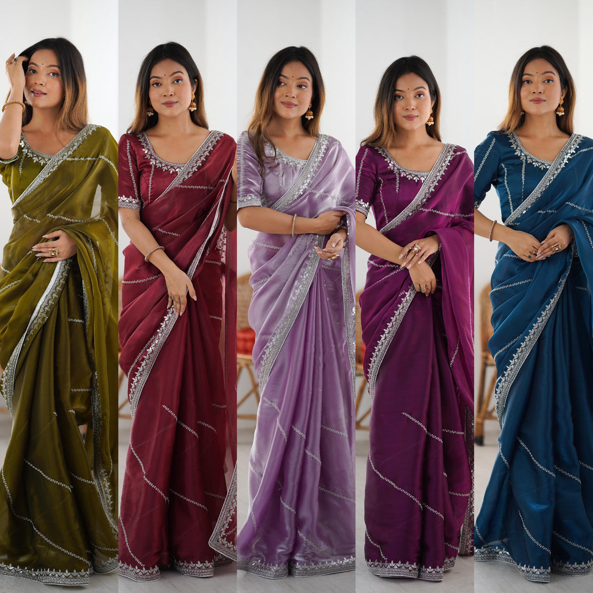 Heavy JMC Silk Saree with Thread, Sequin & Piping Embroidery