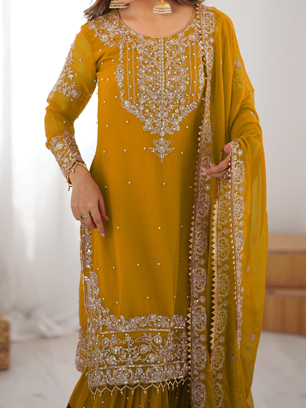 Heavy JMC Silk Saree with Thread, Sequin & Piping Embroidery