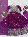 Heavy Faux Georgette Anarkali Suit with Sequin & Thread Embroidery