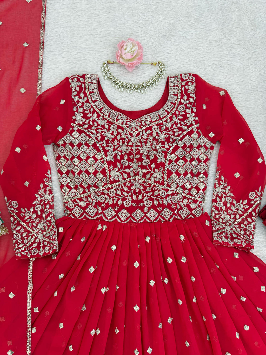 Heavy Faux Georgette Anarkali Suit with Sequin & Thread Embroidery