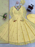 Heavy Faux Georgette Anarkali with 7.1M Flair & Thread Embroidery Dupatta