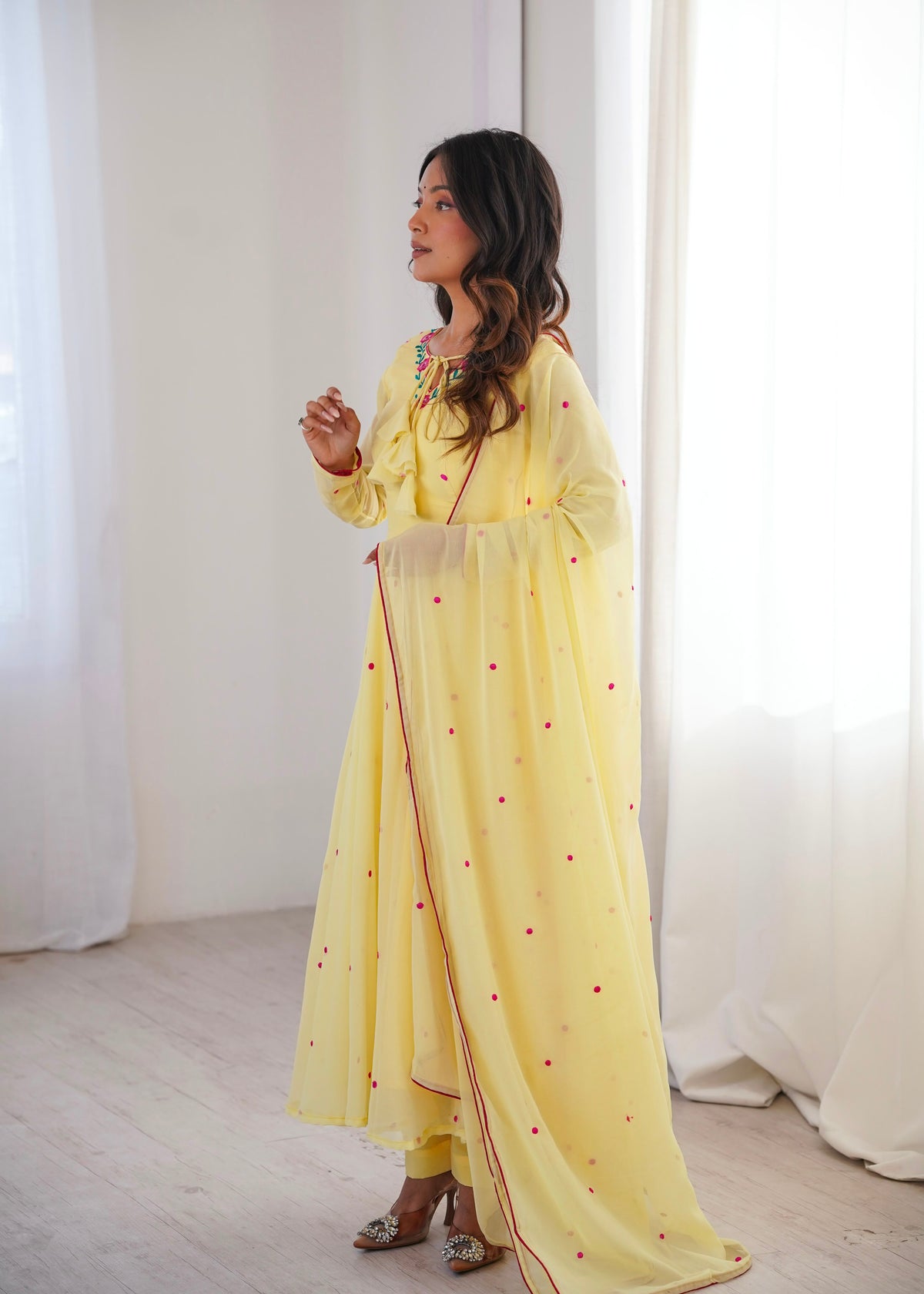 Heavy Faux Georgette Anarkali with 7.1M Flair & Thread Embroidery Dupatta