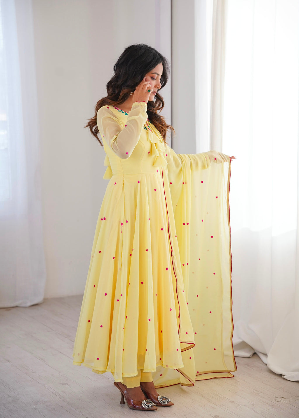 Heavy Faux Georgette Anarkali with 7.1M Flair & Thread Embroidery Dupatta