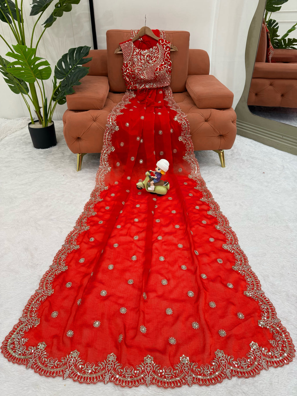 Fendy Chiffon Saree with Elegant Thread & Sequin Embroidery