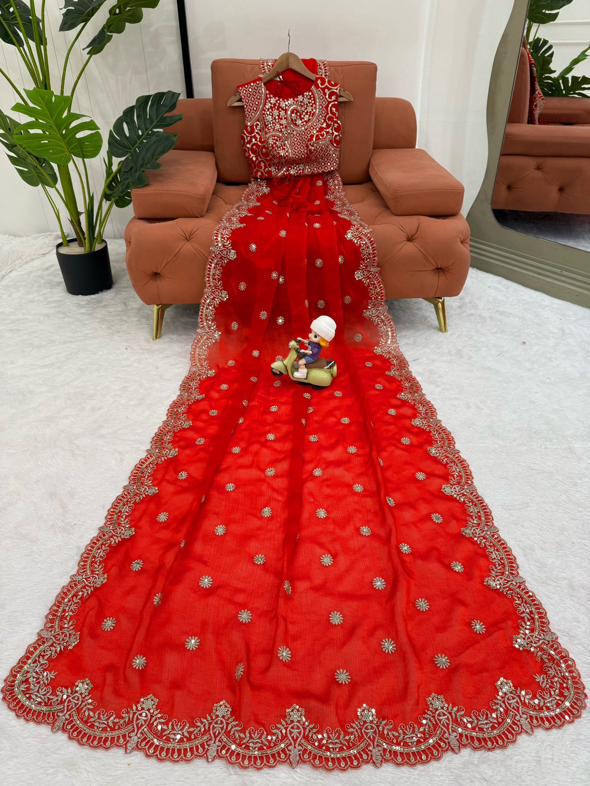Fendy Chiffon Saree with Elegant Thread & Sequin Embroidery