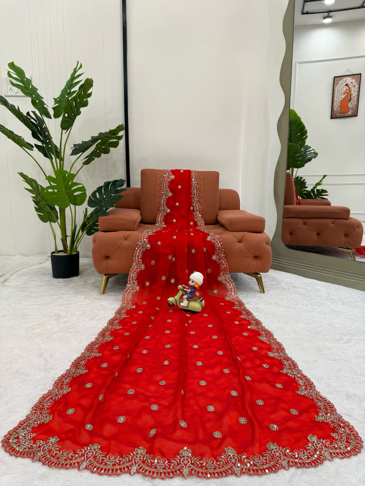 Fendy Chiffon Saree with Elegant Thread & Sequin Embroidery