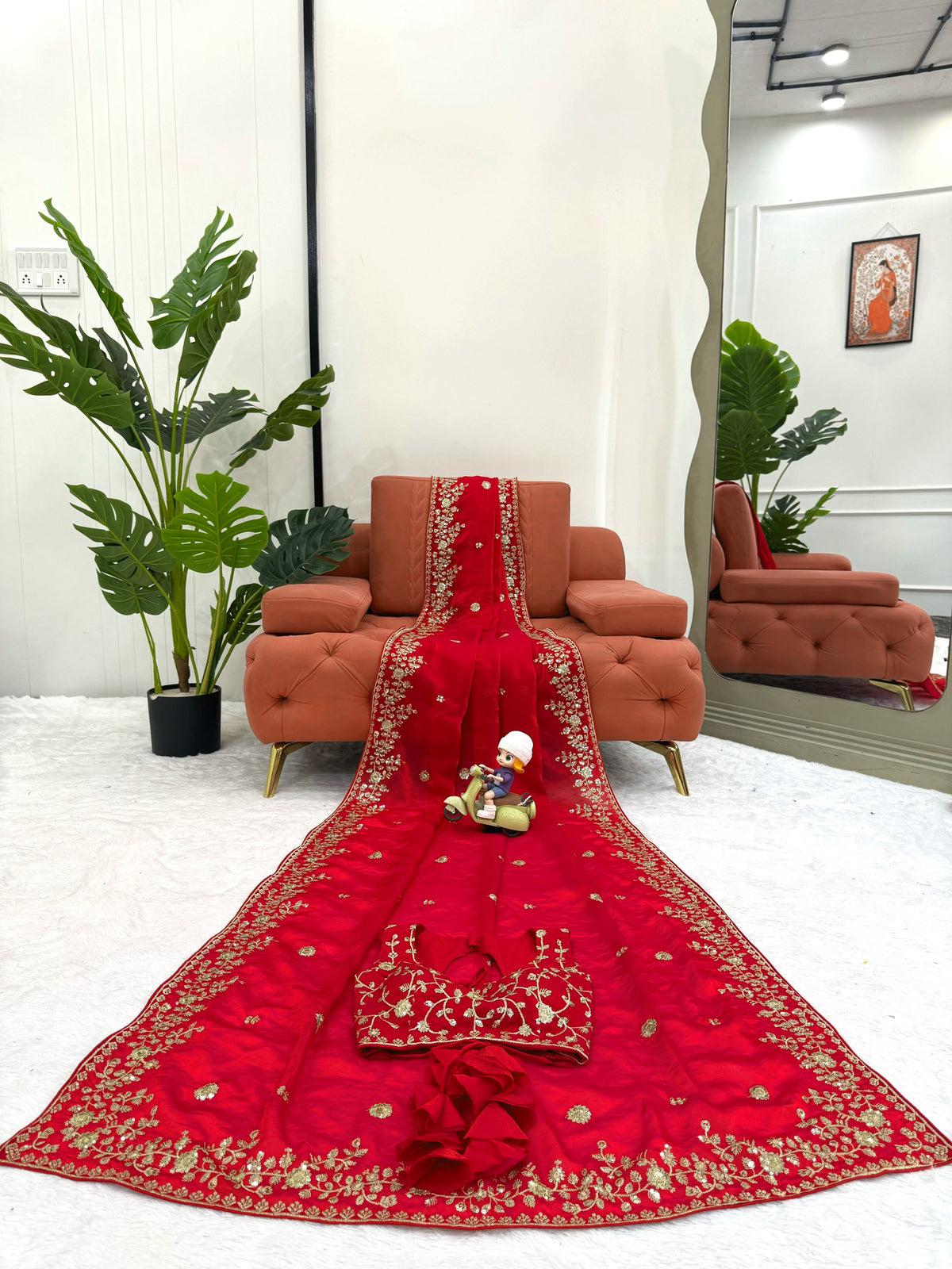 Heavy Fendy Silk Saree with Elegant Thread & Sequin Embroidery