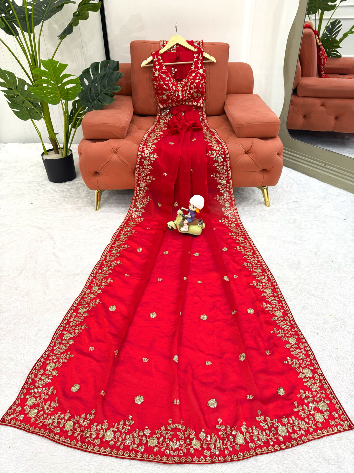 Heavy Fendy Silk Saree with Elegant Thread & Sequin Embroidery