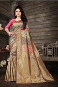 Glamorous Georgette Elegance Faux Georgette Saree with Thread & Sequin Work, Designer Blouse & Kamar Belt