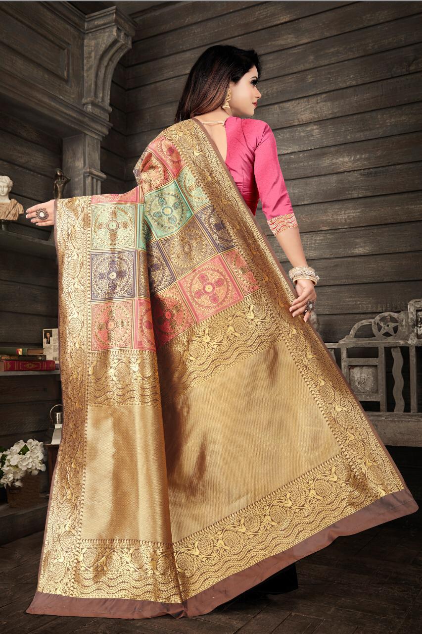 Glamorous Georgette Elegance Faux Georgette Saree with Thread & Sequin Work, Designer Blouse & Kamar Belt