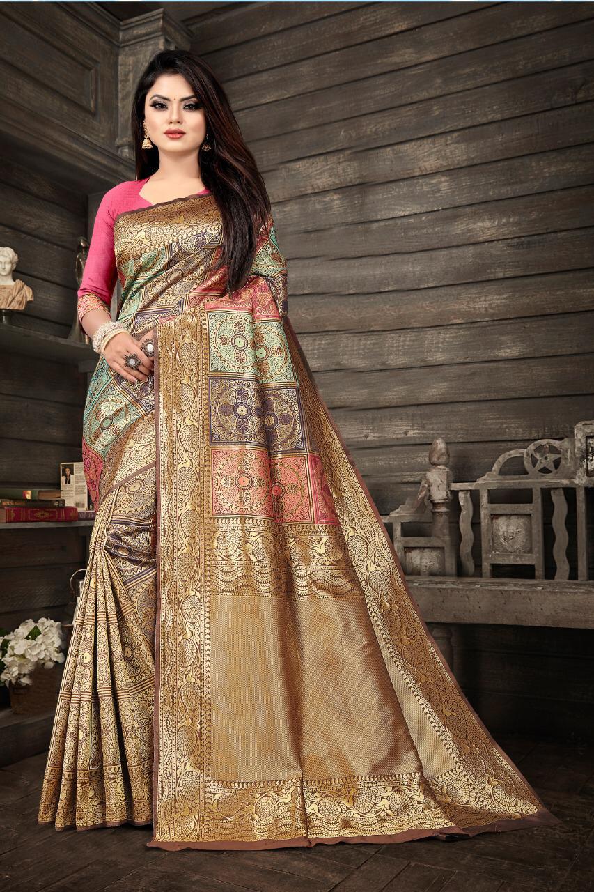 Glamorous Georgette Elegance Faux Georgette Saree with Thread & Sequin Work, Designer Blouse & Kamar Belt