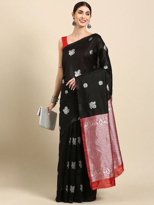 Royal Aqua Kanchipuram Navy Blue & Aqua Green Silk Saree with Rich Silver Zari Pallu
