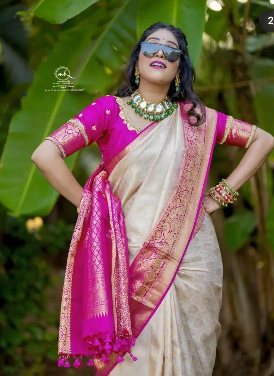 Lichi Silk Regal Charm Premium Soft Lichi Silk Saree with Rich Pallu & Exclusive All-Over Jacquard Work