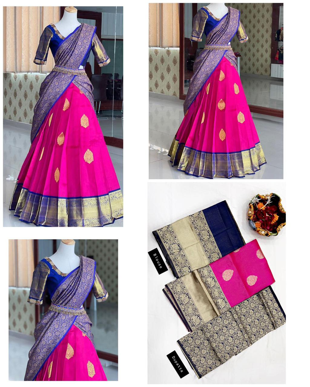 Kanjivaram Zari Lehenga with Banarasi Silk Dupatta & Blouse