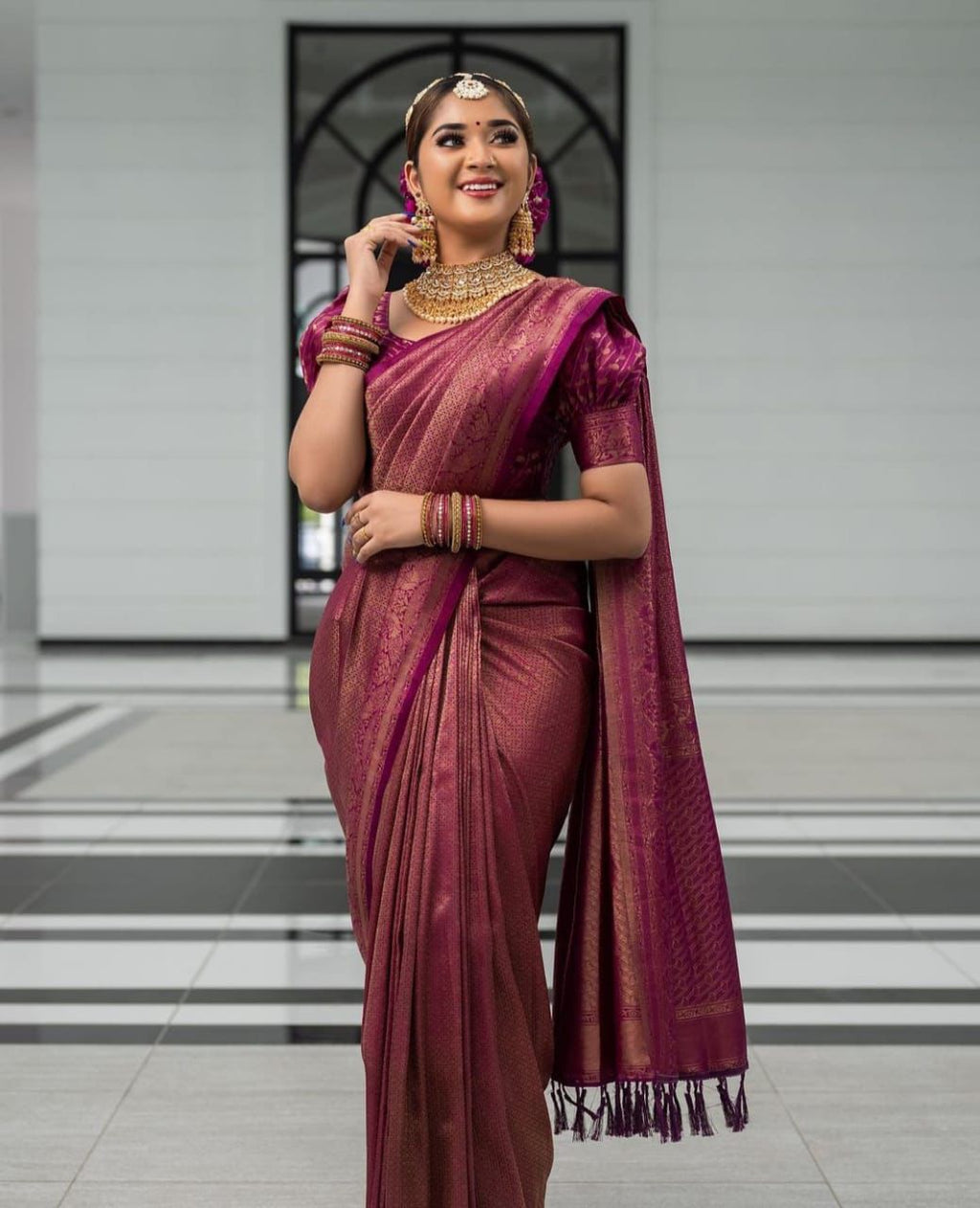 chi Silk Regal Grace  Soft Lichi Silk Saree with Rich Pallu & All-Over Jacquard Work