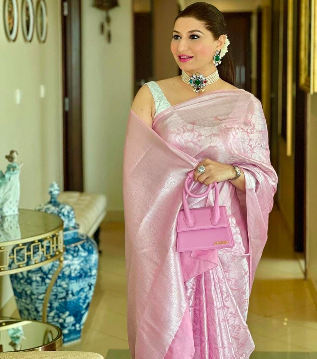 Majestic Lichi Charm Soft Lichi Silk Saree with Rich Pallu & Exclusive All-Over Jacquard Work