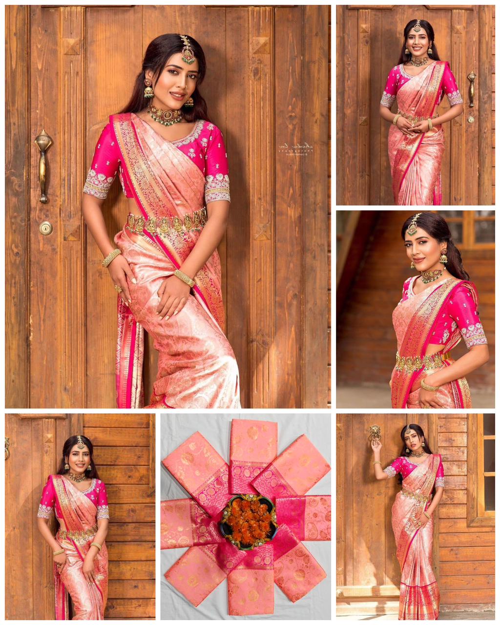 Soft Lichi Silk Saree with Elegant Jacquard Weave, Rich Pallu & Exclusive Border Blouse