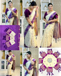 Soft Lichi Silk Saree with Rich Pallu & All-Over Jacquard Work and Running Border Blouse