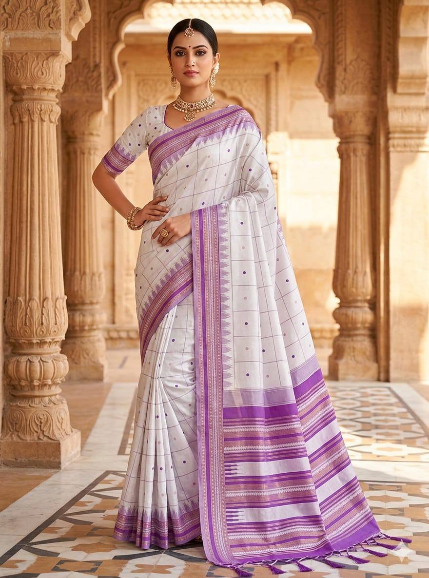 Sophisticated Soft Lichi Silk Saree with Rich Pallu & Jacquard Work