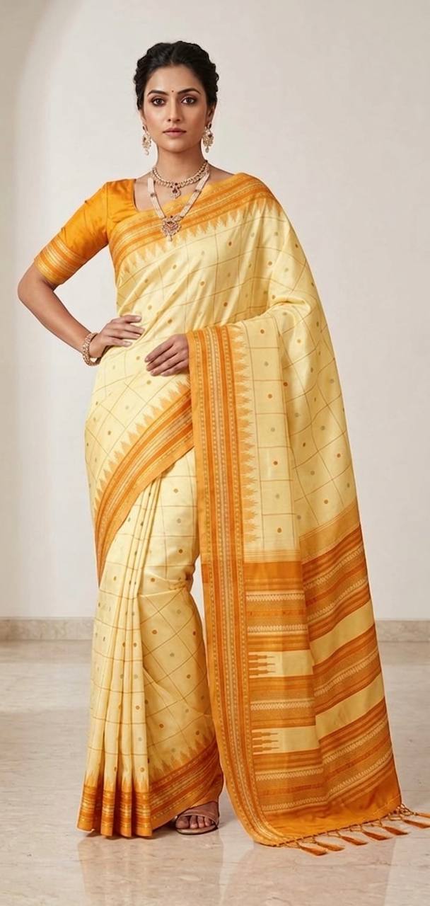 Sophisticated Soft Lichi Silk Saree with Rich Pallu & Jacquard Work