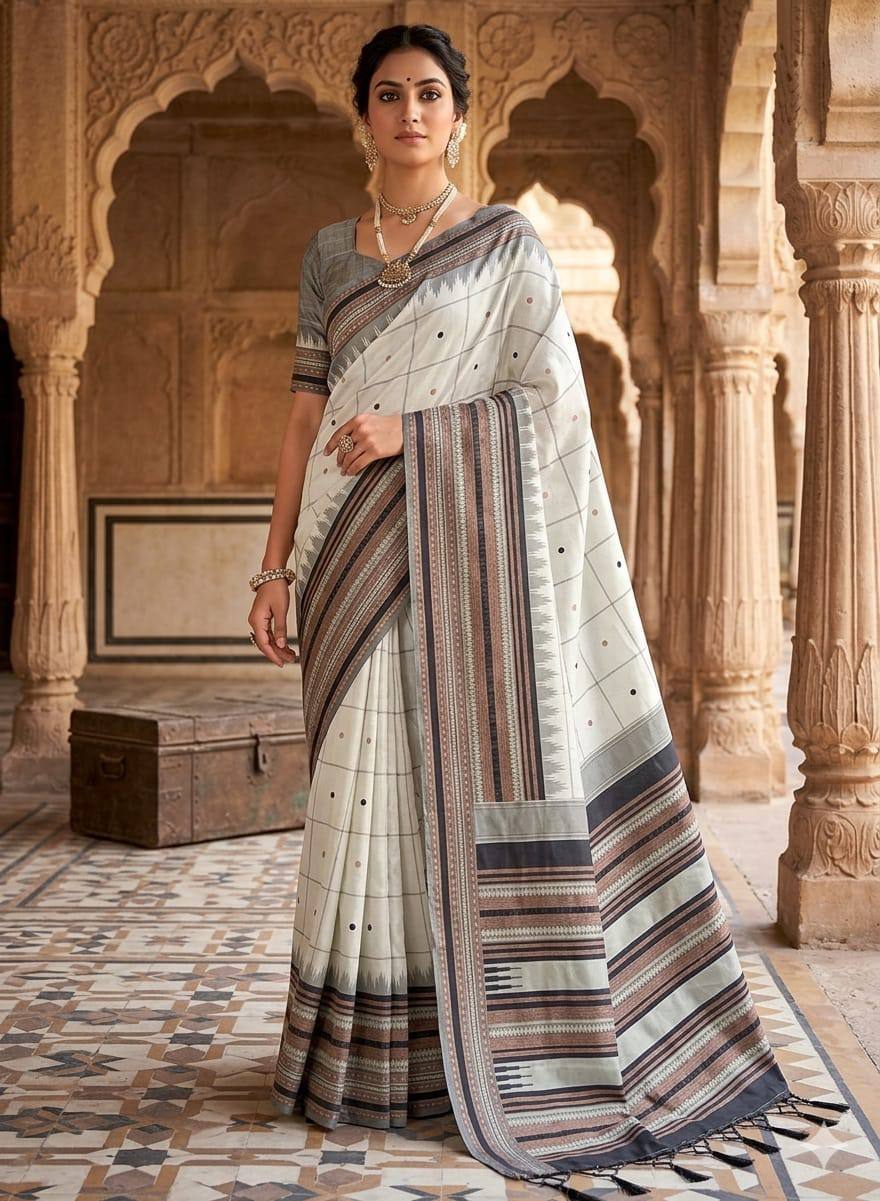 Sophisticated Soft Lichi Silk Saree with Rich Pallu & Jacquard Work