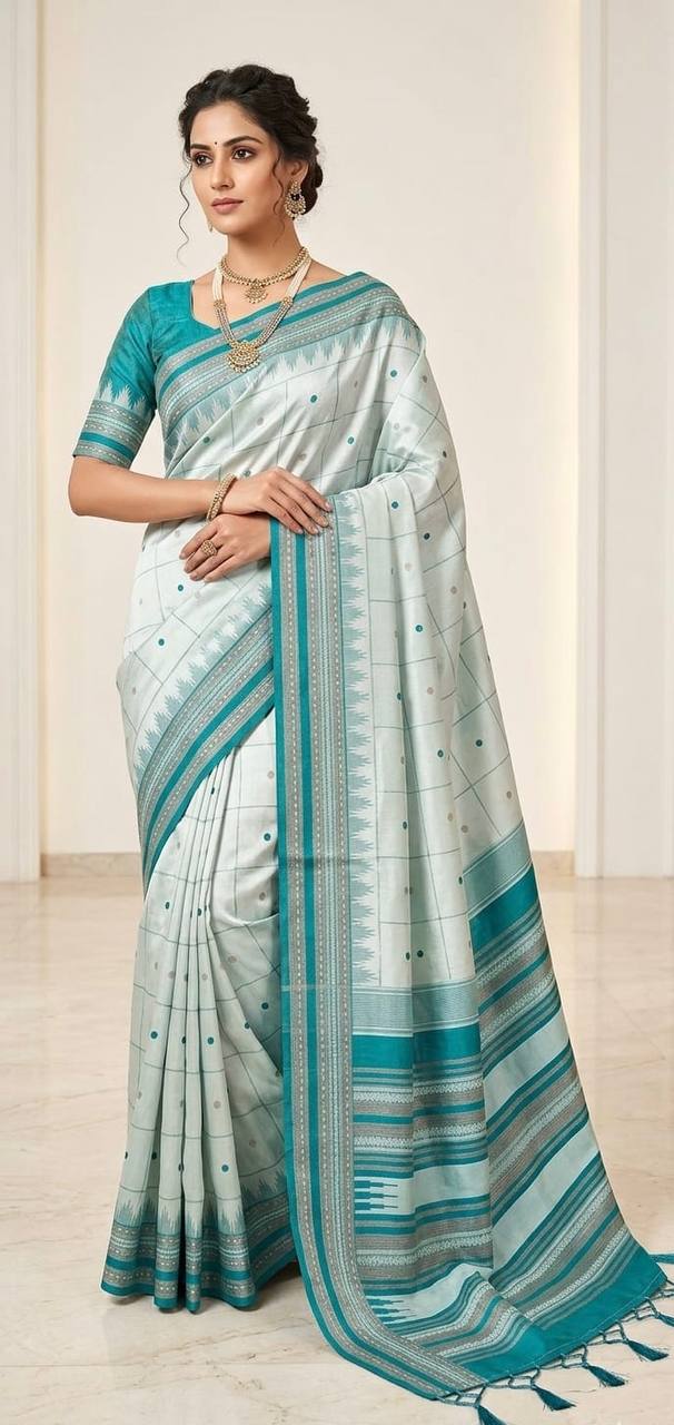 Sophisticated Soft Lichi Silk Saree with Rich Pallu & Jacquard Work