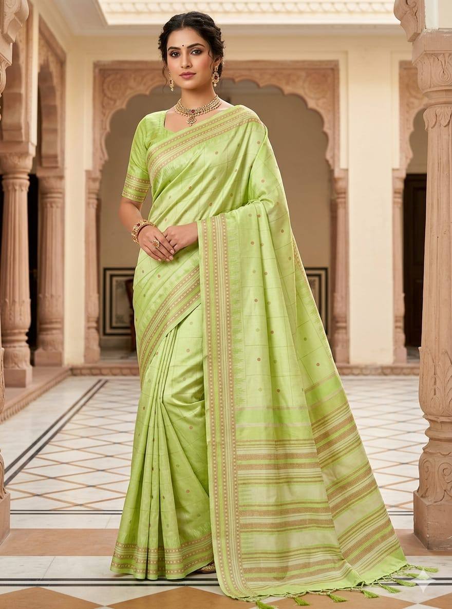 Sophisticated Soft Lichi Silk Saree with Rich Pallu & Jacquard Work