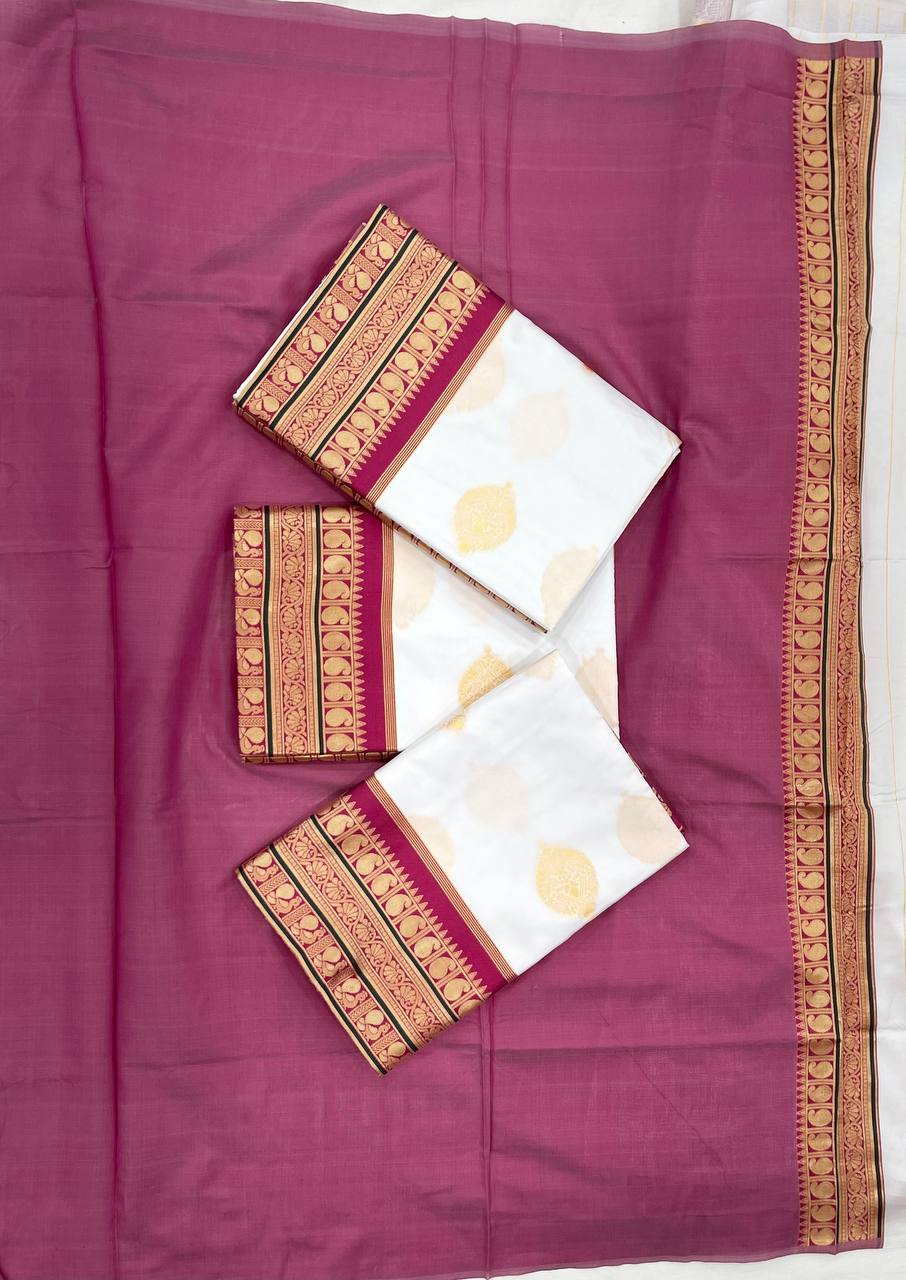 Lichi Silk Jacquard Saree with Statement Pallu & Exclusive Running Border Blouse