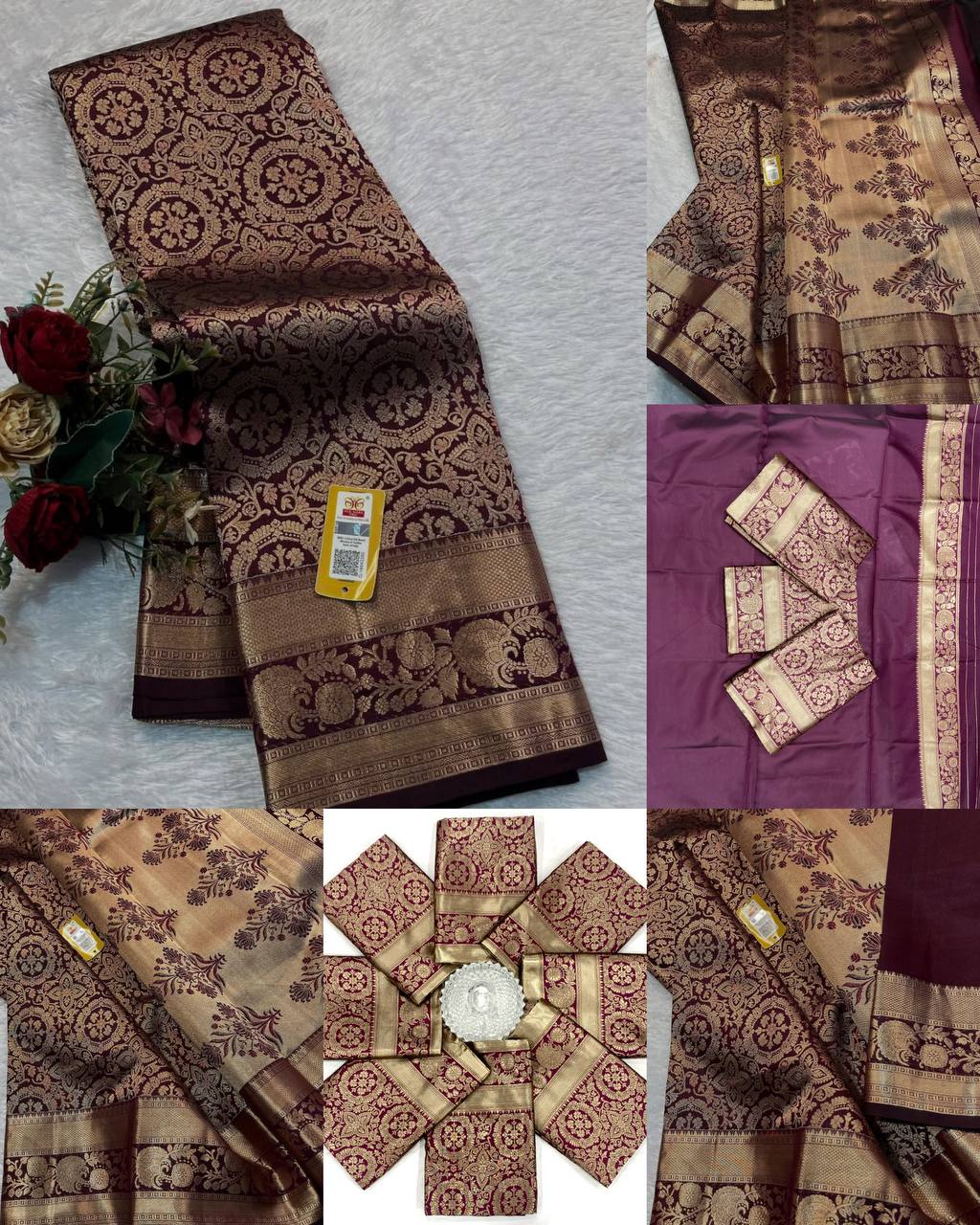 Lichi Silk Jacquard Saree with Elegant Rich Pallu & Designer Border Blouse