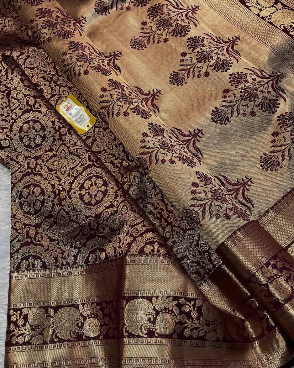Lichi Silk Jacquard Saree with Elegant Rich Pallu & Designer Border Blouse