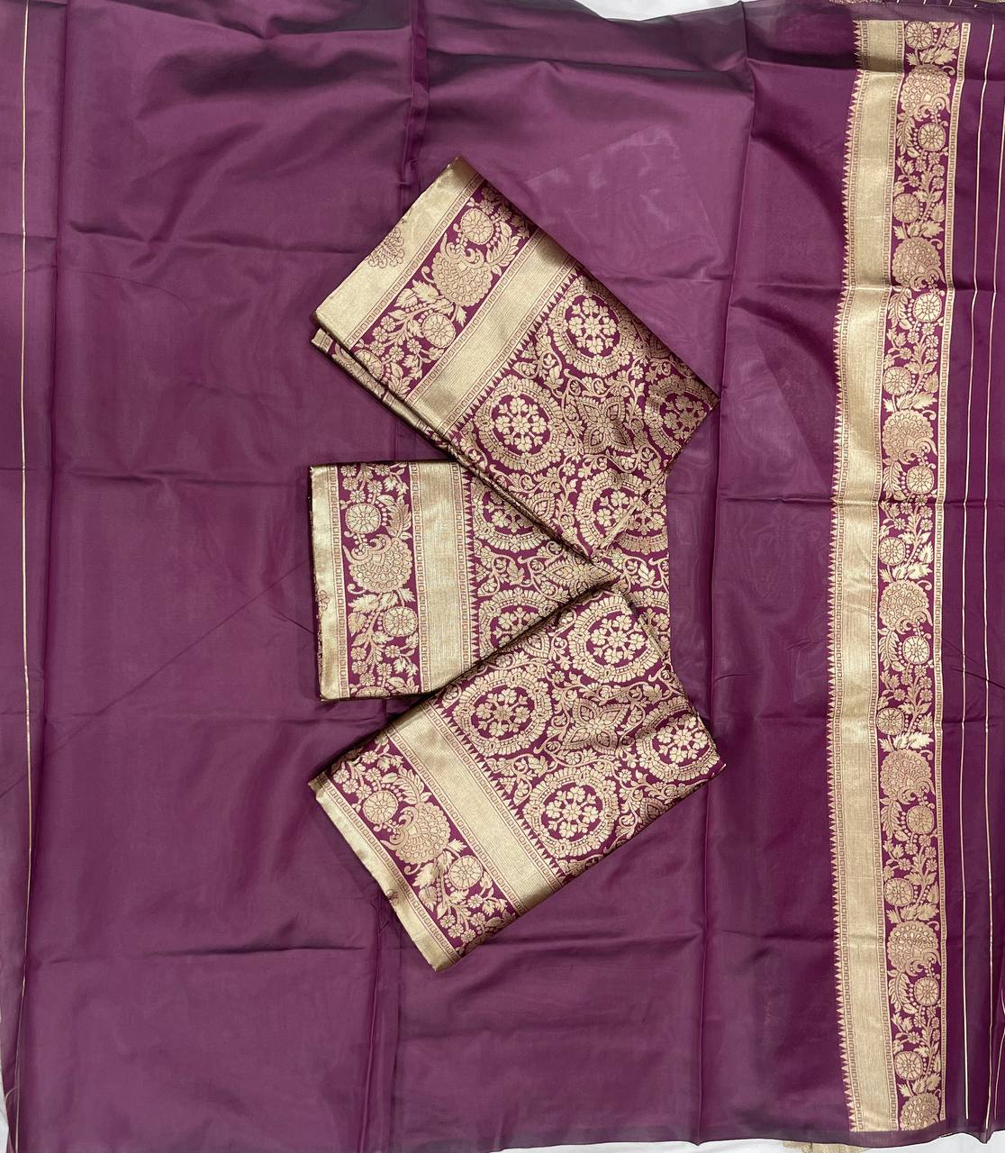 Lichi Silk Jacquard Saree with Elegant Rich Pallu & Designer Border Blouse
