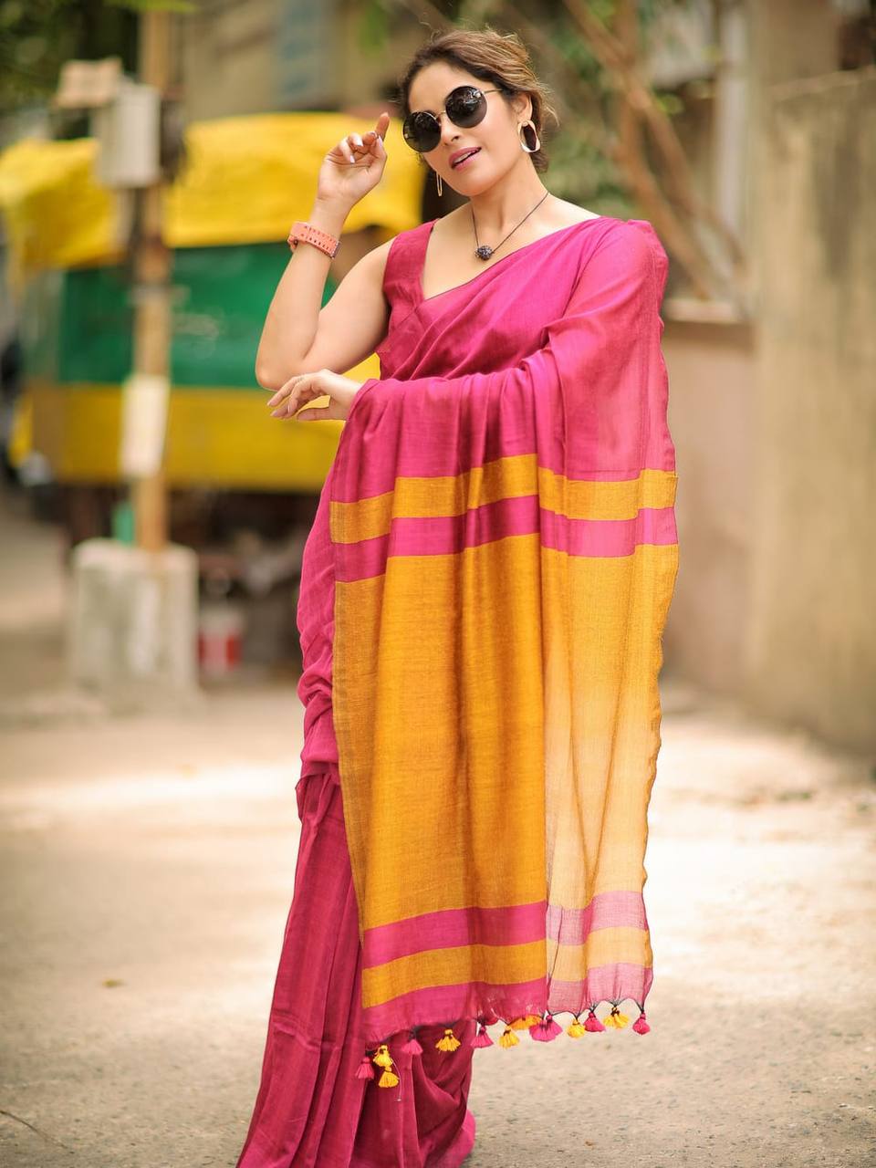 Charming Soft Lilan Cotton Saree with Rich Pallu &amp; Heavy Zhalar