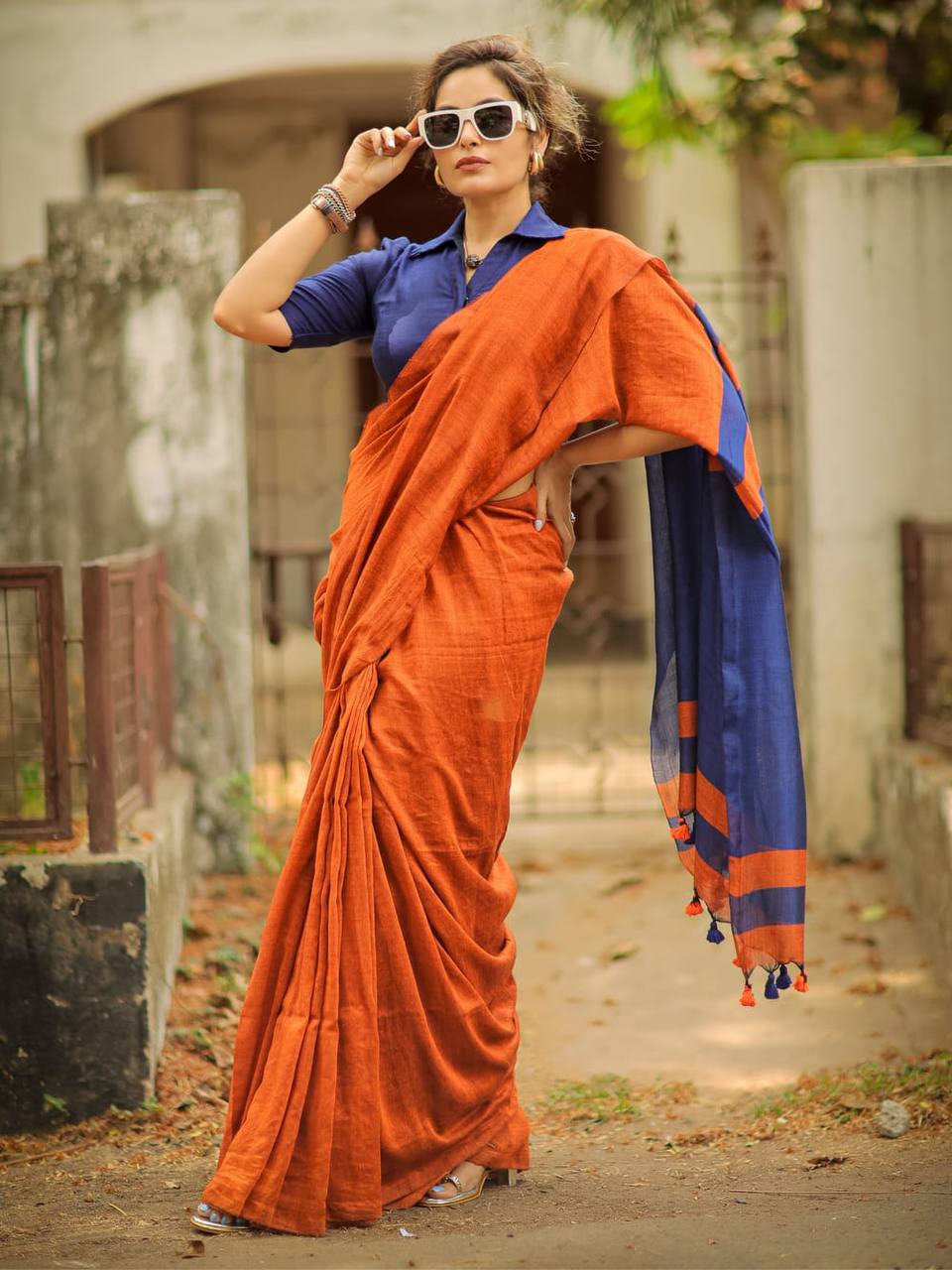 Charming Soft Lilan Cotton Saree with Rich Pallu &amp; Heavy Zhalar