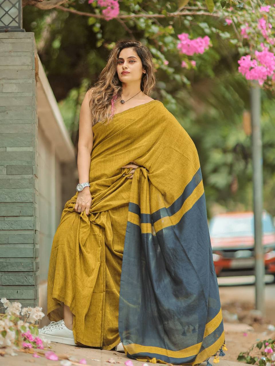 Charming Soft Lilan Cotton Saree with Rich Pallu &amp; Heavy Zhalar