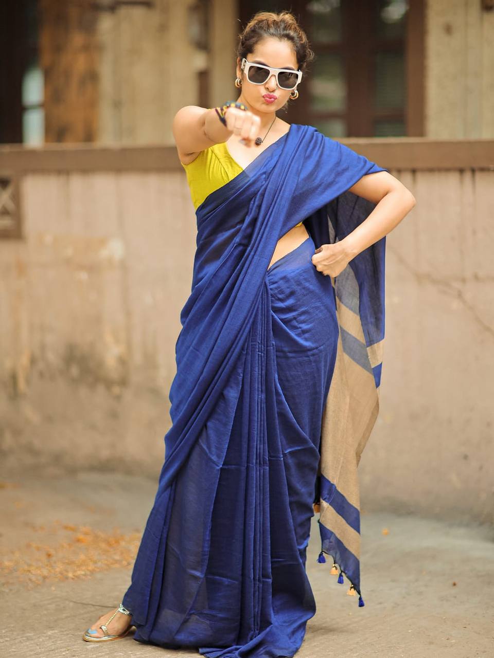 Charming Soft Lilan Cotton Saree with Rich Pallu &amp; Heavy Zhalar