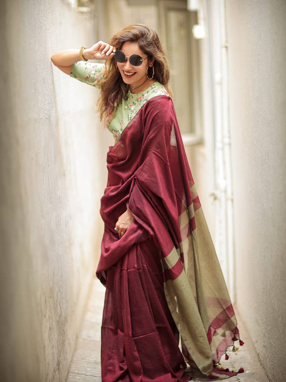 Charming Soft Lilan Cotton Saree with Rich Pallu &amp; Heavy Zhalar