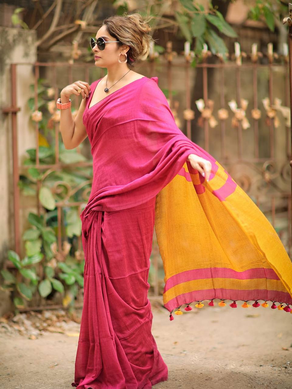Charming Soft Lilan Cotton Saree with Rich Pallu &amp; Heavy Zhalar